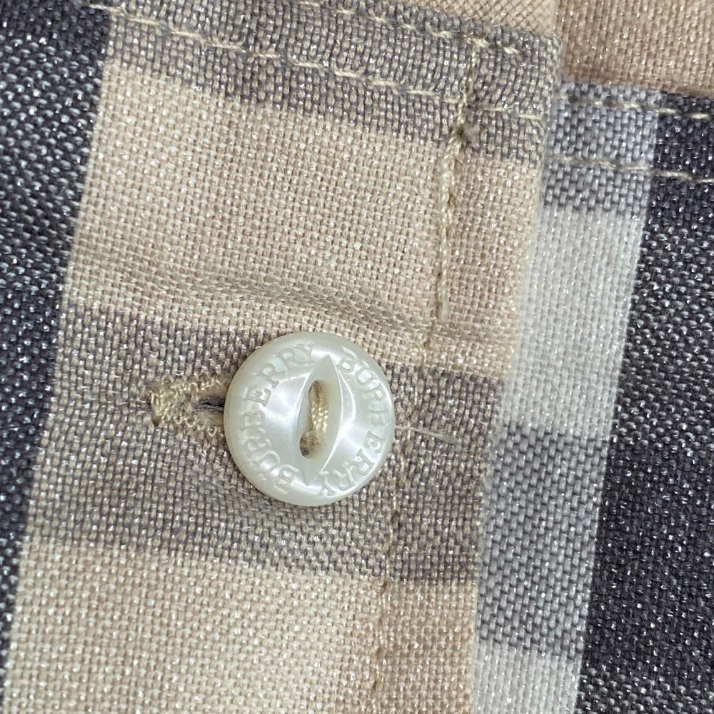 Burberry Brit Checked Metallic Thread Button Up Top - Picture 8 of 10
